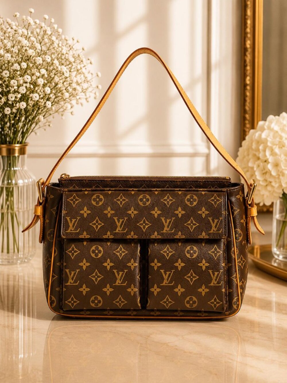 Authentic Louis Vuitton Viva Cite GM Monogram Canvas Shoulder Bag